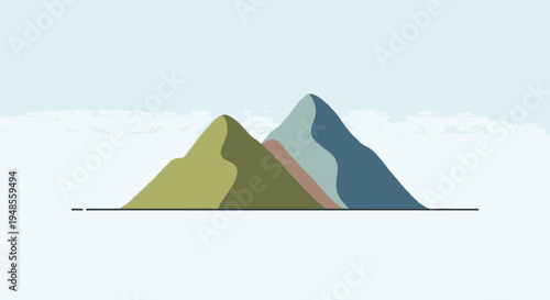 Multicolored Mountains Illustration with Various Peaks.