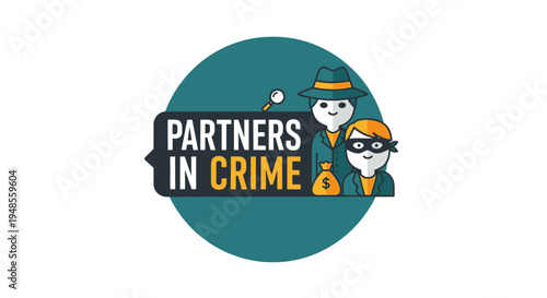 Cartoon Characters Partners in Crime Illustration.
