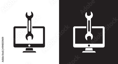 Computer Repair Icon Set - Line icon set - Glyph icon - Minimalist, flat icon, outline, glyph, linear, clipart, sticker collection
