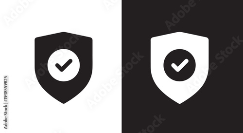 Shield Check Mark Icons Set - Line icon set - Glyph icon - Minimalist, flat icon, outline, glyph, linear, clipart, sticker collection