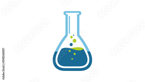 Laboratory beaker with colorful liquid.