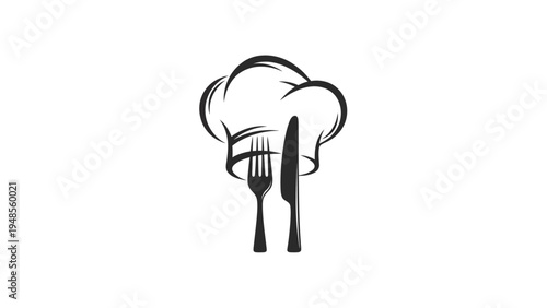 Chef Hat with Fork and Knife Illustration.