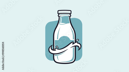 Milk Bottle with Octopus Illustration Design.