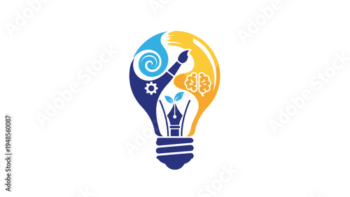 Creative Idea Generation with Lightbulb Illustration.