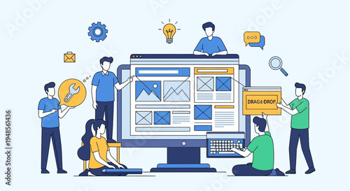 People working on a large computer.