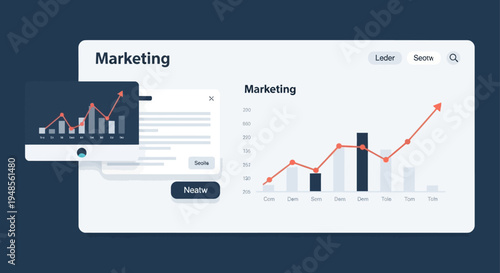 Marketing analytics graph on screen.