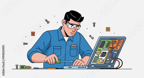 Man working on computer hardware.
