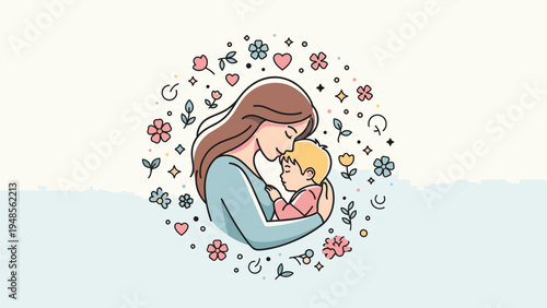 Mother Holding Baby in Her Arms.