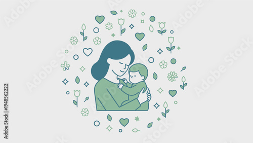 Mother Holding Baby in Her Arms.