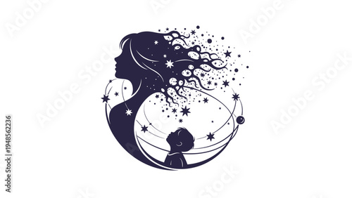 Yin Yang Symbol with Celestial Elements.