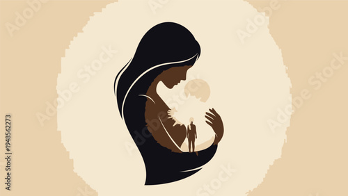 Mother Holding Baby in Her Arms.