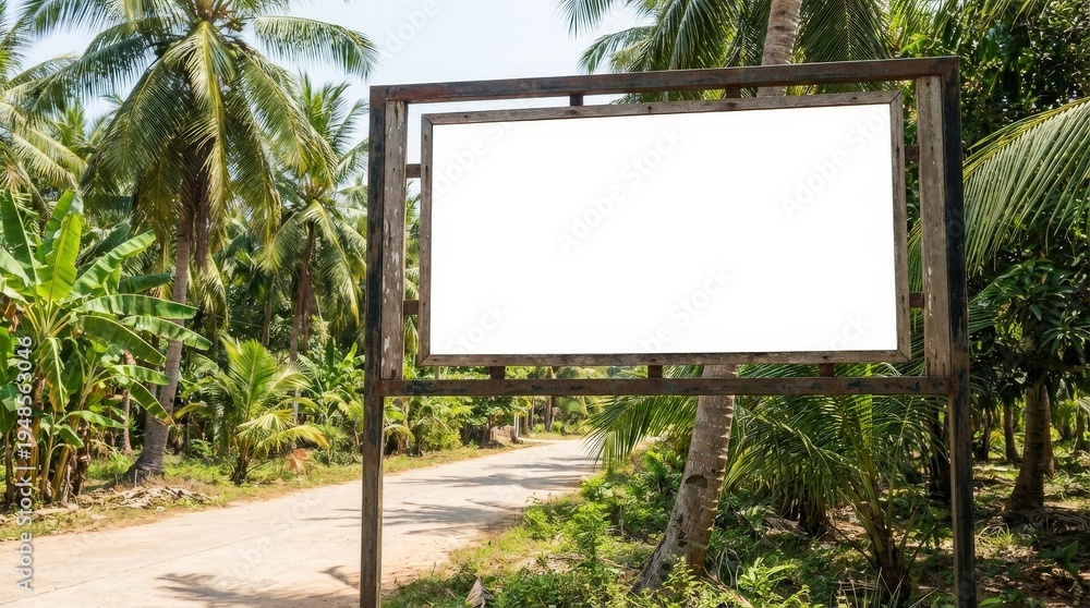 Fototapeta premium Blank sign on tropical road.