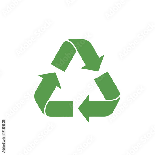 Vibrant green arrows forming a universal recycling symbol, depicting circular economy principles and promoting environmental sustainability, waste reduction efforts, and a cleaner planet
