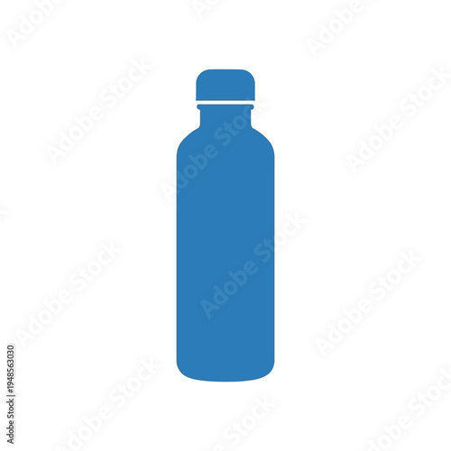 Minimalist blue bottle icon for representing drinks, eco-conscious living, and practical hydration solutions in a clean graphic style