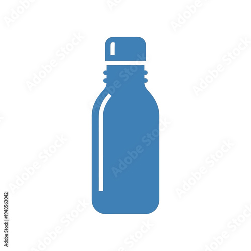 Simple Blue Bottle Icon Representing Liquid Container for Hydration and Storage