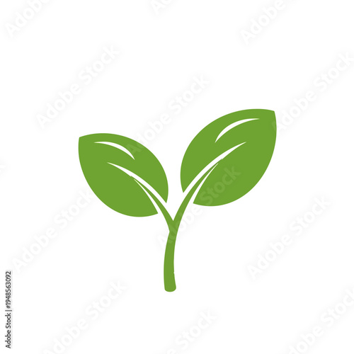 Minimalist green seedling icon symbolizing eco-friendly growth, sustainable environmental initiatives, and new beginnings. Perfect for recycled paper concepts, organic branding, and natural themes