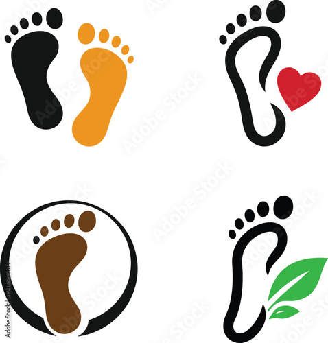 Creative footprint logo design collection for foot care, podiatry clinic, health care, wellness center and medical branding. Modern footprint symbols suitable for clinic identity, health services and 