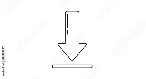 Simple Black Download Arrow Icon Illustration.
