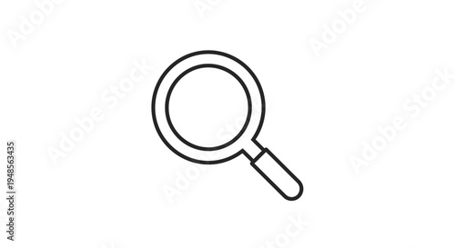 Simple Black Line Magnifying Glass Icon.