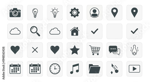 Black and white web icons set.