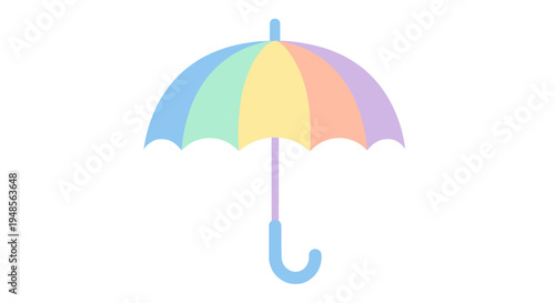 Colorful Umbrella with Pastel Hues and Handle.