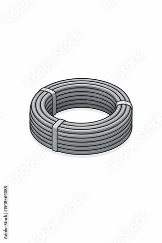 Coiled electrical cable illustration representing conductivity and energy transmission, a vital component in modern infrastructure and networking solutions and data transfer systems