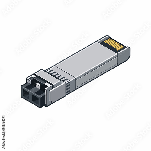 Fiber Optic Network Transceiver Module Icon for High-Speed Data Communication and Enterprise Server Connectivity in IT Infrastructure Systems