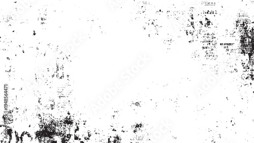 Black ink splatters and smudges on a white textured background resembling aged paper or distressed canvas