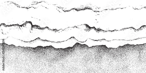 Abstract black and white textured pattern resembling cracked earth or mountain ridges