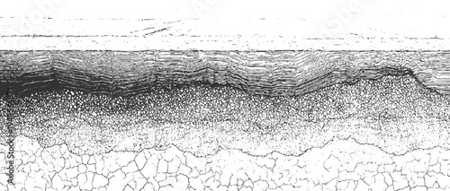 Abstract black and white textured background with cracked earth and layered lines