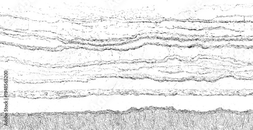 Abstract black and white textured horizontal lines and wavy patterns