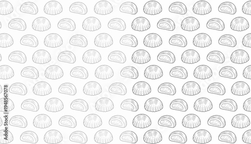 Maamoul Seamless Pattern. Traditional Middle Eastern Cookie Illustration. Maamoul Hand Drawn Outline Vector Style. Decorative Ramadan Eid Design. Packaging Textile Background Use.