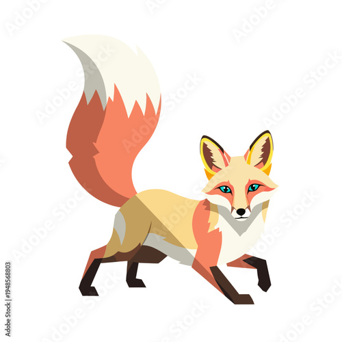 Dynamic geometric illustration of a vibrant fox, its sleek form capturing the agile spirit and clever essence of a wild animal through modern stylized art