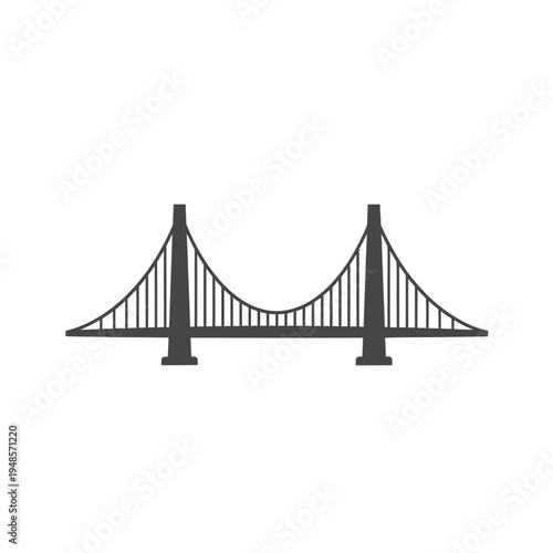Iconic suspension bridge structure with elegant curves and strong vertical supports, representing connectivity and engineering marvel