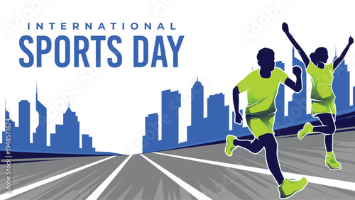 RUN Sports Day Background Vector. International Sports Day Illustration. Graphic Design for the decoration of gift certificates, banners, and flyer
