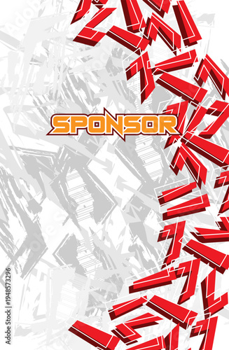 Red White Abstract Sport Jersey Background with Dynamic Geometric Pattern