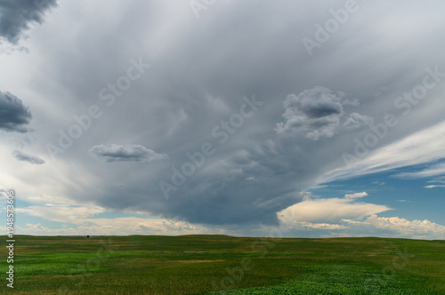 Canada, Alberta, Medicine Hat.  Storm clouds  gathering in the distance.