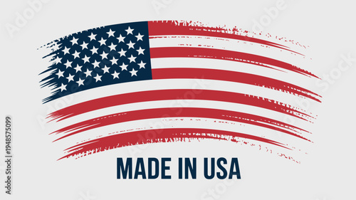 American flag painted in brush stroke style with Made in USA text