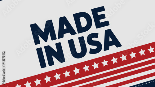 Bold MADE IN USA text diagonally placed with American flag stripes and stars below