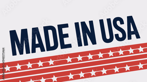 Bold Made in USA text with red stripes and white stars