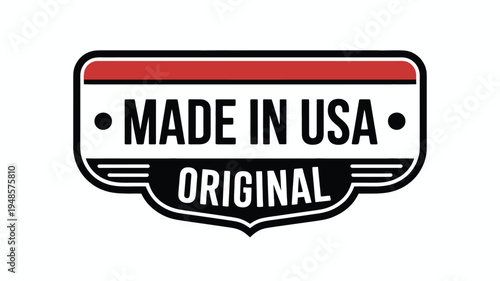 Classic Made in USA Original badge with clean black and red outlines