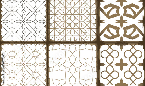 Seamless arabic pattern set for ramadan and eid al adha celebration