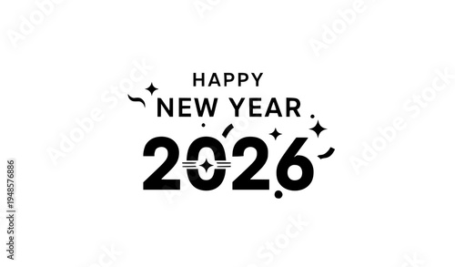 Happy New Year 2026 Logo Celebration Typography Vector