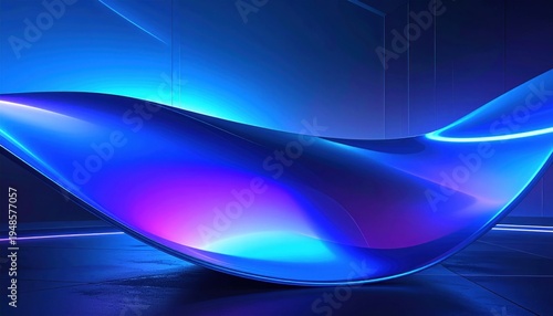Abstract blue and purple wave with light trails, modern design.