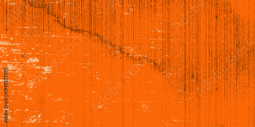 Black white orange old weathered surface in horror style. Dirty spots, cracks, splashes on old canvas.