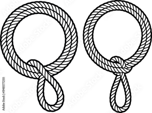 Two detailed illustrations of nooses with intricate rope designs