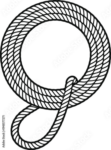Line art illustration of a classic noose with detailed rope design