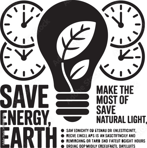 Save energy earth time natural light save money concept light bulb