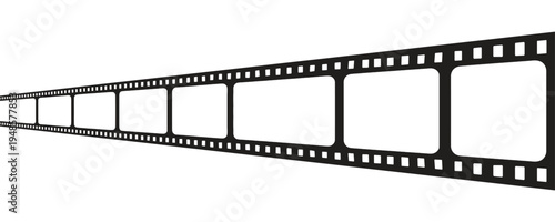 3d render filmstrip with blank frames on white background for media and presentation templates.