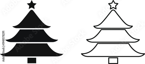 Christmas Tree Icons Set Vector